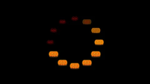 Loading Circle Video with Pumpkin ghost. Loading Animation on Black and Gre.. Stock Footage 282954828
