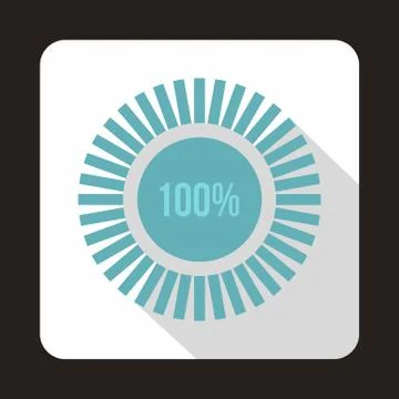Loading circle,100 percent icon, flat style Stock Illustration