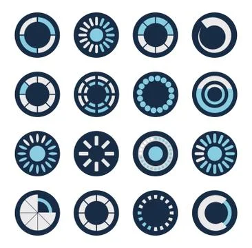 Loading circles block style icon set vector design Stock Illustration