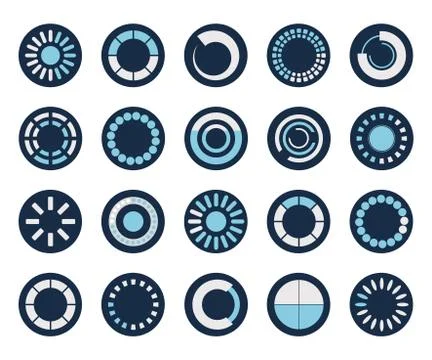 Loading circles block style icon set vector design Stock Illustration
