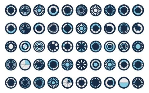 Loading circles block style icon set vector design Stock Illustration