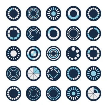 Loading circles block style icon set vector design Stock Illustration