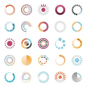 Loading circles flat style icon set vector design Stock Illustration