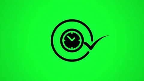 Loading clock with checkmark animation on green screen background. Stock Footage 346497952