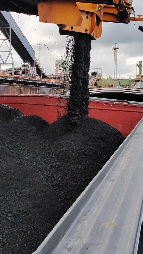 Loading Coal into Barge, Port of Rotterdam, EMO Stock Footage 199961984