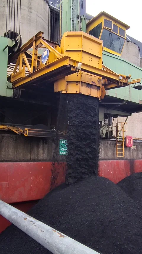 Loading Coal into Barge, Port of Rotterdam Stock Footage 199962058