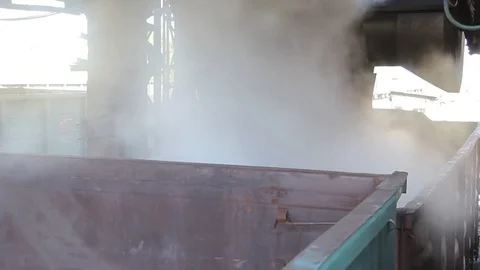 Loading of coal in coaches of the train. Stock Footage 76142178