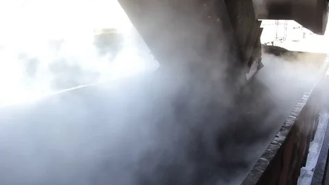 Loading of coal in coaches of the train. Stock Footage 76142205
