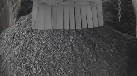 Loading of coal into rail wagons. Top view Stock Footage 47593766