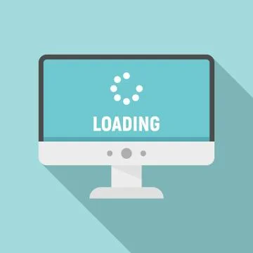 Loading computer update icon, flat style Stock Illustration