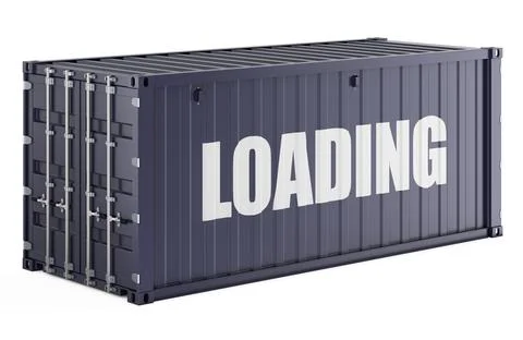 Loading concept with shipping container. 3D rendering Illustrazione stock