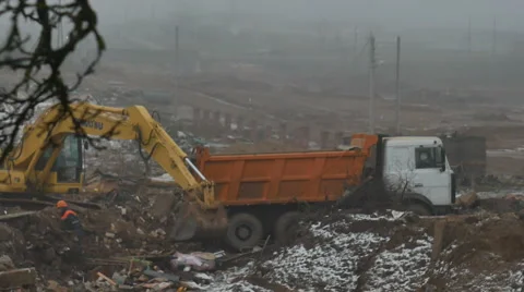 Loading construction waste. Stock Footage 58147271