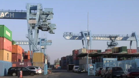 Loading container at harbor Stock Footage 671468