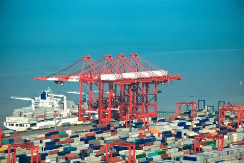 Loading container ship container terminal closeup,loading container ship C... 写真素材