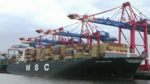 Loading Containers on a Container Ship in the Port of Hamburg, Time Lapse Stock-Footage 11614838
