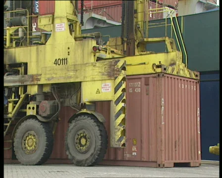 Loading containers in Port of Antwerp Stock Footage 655590