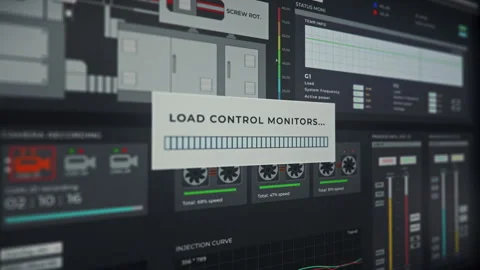 Loading Control Ui To Check Automatic Process Of Machine Producing Plastic Stock Footage 249396770
