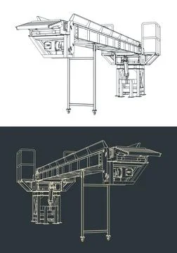 Loading conveyor with hydraulically adjustable angle Stock Illustration