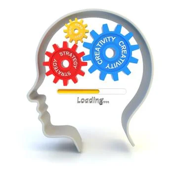 Loading creativity, idea and strategy, 3d render Stock Illustration