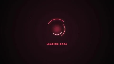 Loading data animation with glowing red progress circle spinning 스톡 동영상 346332013