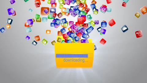 Loading data to cloud storage. Internet storage. Data store. 3D illustration イラスト素材