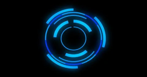 Loading data HUD circle interfaces. Sci-fi circle HUD interfaces with blue .. 库存插图