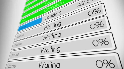 Loading data multiple data files one by one with percentage on a computer screen Stock Footage 196847205
