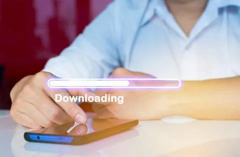 Loading data via smartphone Stock Photos