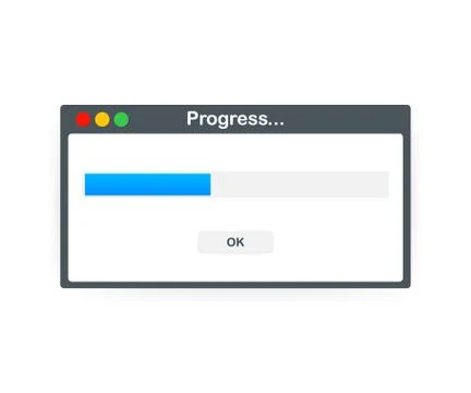 Loading data window with progress bar on white background. Vector illustratio Illustrazione stock