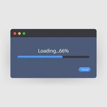 Loading data window with progress bar. 스톡 일러스트