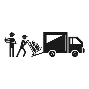 Loading delivery truck icon, simple style 스톡 일러스트