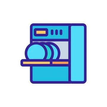 Loading dishes into dishwasher icon vector outline illustration Stock Illustration