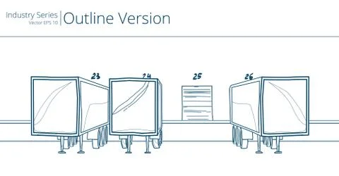 Loading Dock and Trailers. Stock-Illustration