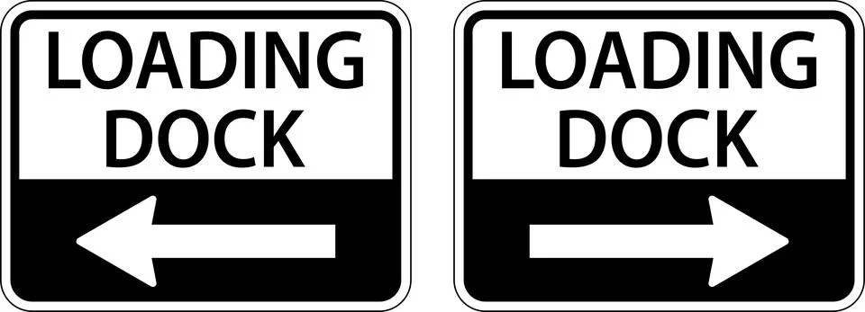 Loading Dock ,Left Arrow Sign ,Right Arrow Sign On White Background Stock Illustration