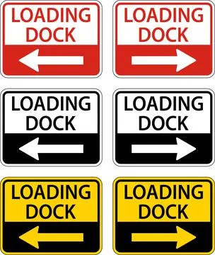 Loading Dock ,Left Arrow Sign ,Right Arrow Sign On White Background Stock Illustration
