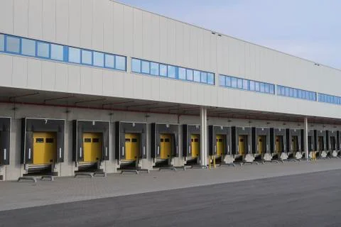 Loading dock for trucks with numbers Stock Photos