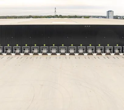 Loading docks of a large warehouse Stock Photos