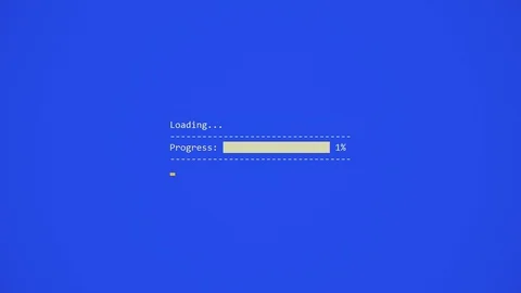 A loading DOS box with a progress bar going from one to a hundred percent. Stock Footage 103592542