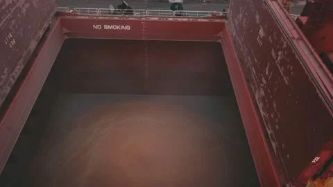 Loading a dry cargo ship in the port Stock Footage 147056844