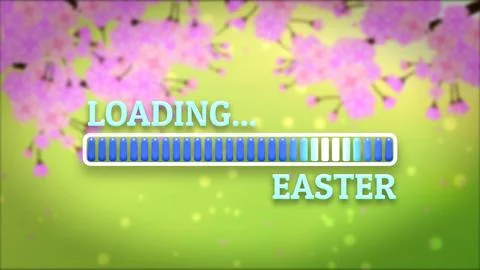 Loading easter on green blur background Stockillustratie