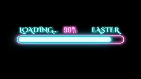 Loading easter in neon colour with progress line and percentage Stock Illustration