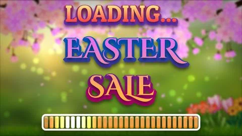 Loading easter sale on beautiful and blue spring background Stock Illustration