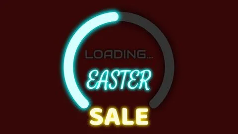 Loading easter sale sign in bright neon light Ilustración de archivo