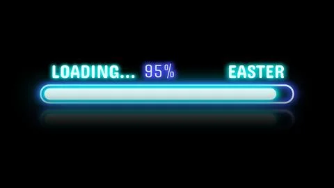 Loading easter sign in bright neon colour with floor reflection Stock Illustration