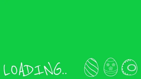Loading easter sign with decorated eggs in jumping motion on green sc Stock Footage 266788049