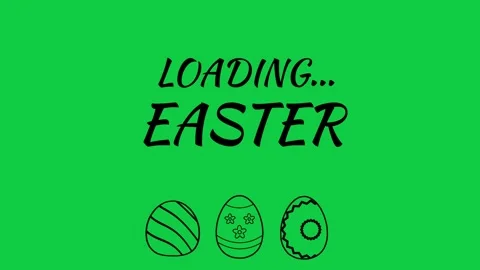 Loading easter text on green screen with three decorated jumping eggs Stock Footage 266787943