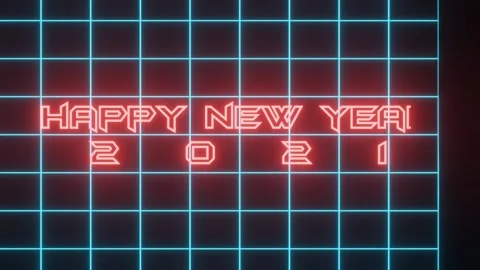 Loading effect on red color neon HAPPY NEW YEAR and 2021 text and number. Stock Footage 143785284