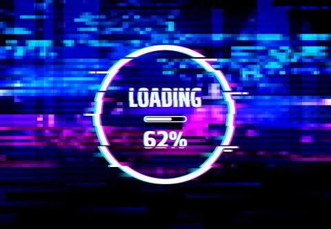 Loading error screen with data glitch effect Stock Illustration
