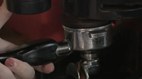 Loading Espresso Filter with Grounds Stock Footage 56349338