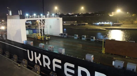 Loading the ferry in the port Stock Footage 43167377